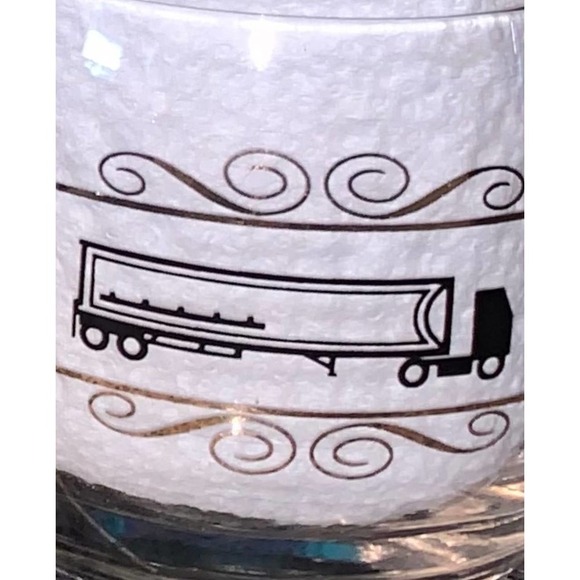 Vintage Trucks Low Ball Roly Poly Crystal Glasses Set Tractor Trailers - Picture 5 of 11